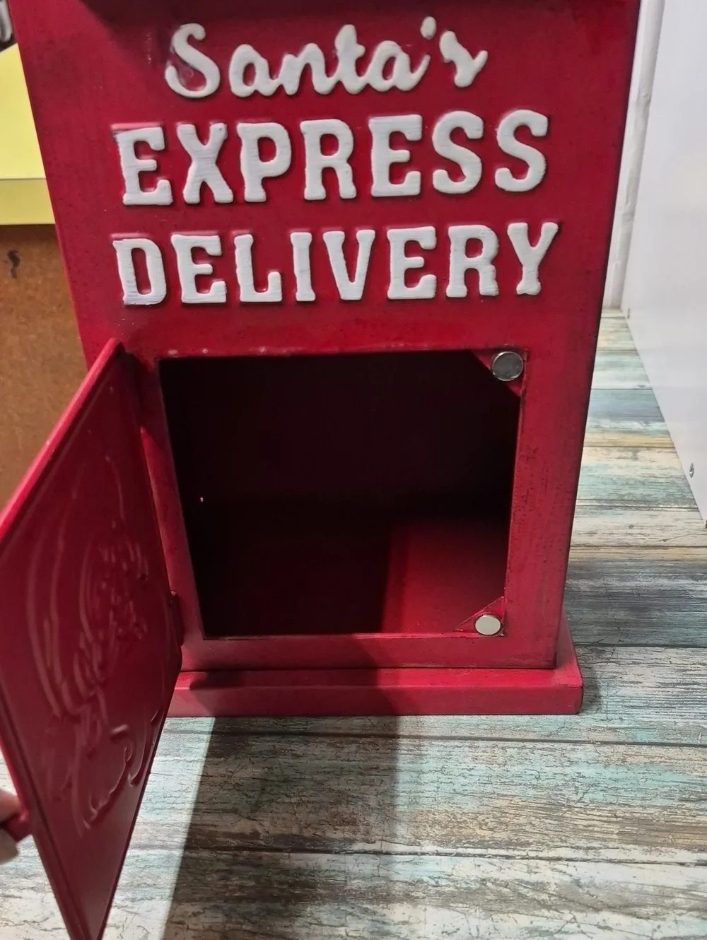 CHRISTMAS Metal Mailbox Letters To Santa Red 15x8x6